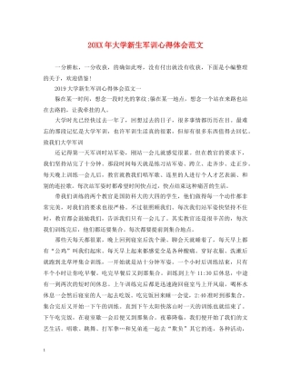 20XX年大学新生军训心得体会范文 