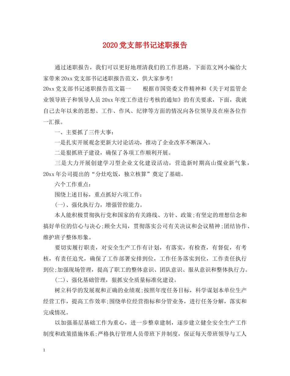 2024党支部书记述职报告 _第1页