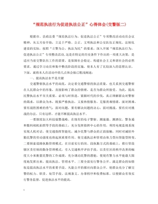 “规范执法行为促进执法公正”心得体会(交警版二) 