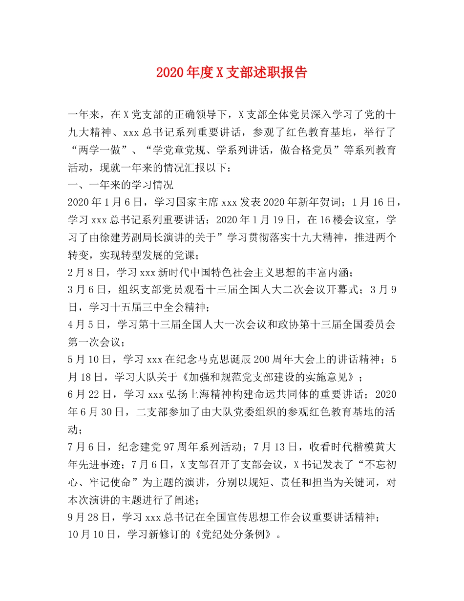 2024年度X支部述职报告 _第1页