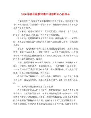 2024年青年新教师集中研修培训心得体会 