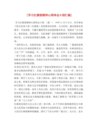 [学习红旗渠精神心得体会6则汇编] 