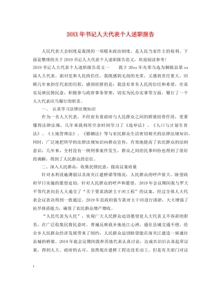 20XX年书记人大代表个人述职报告 
