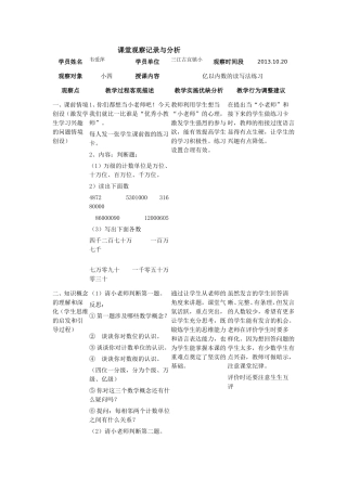 课堂观察与分析作业