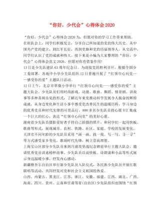 “你好，少代会”心得体会2024 