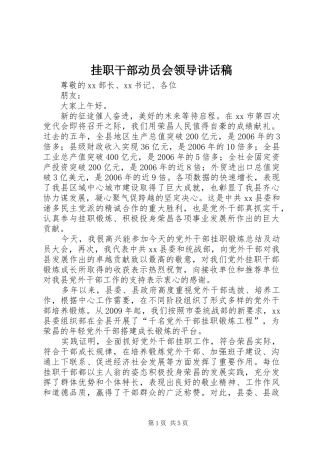 挂职干部动员会领导讲话发言稿