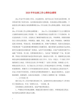 2024半年出纳工作心得体会感悟 