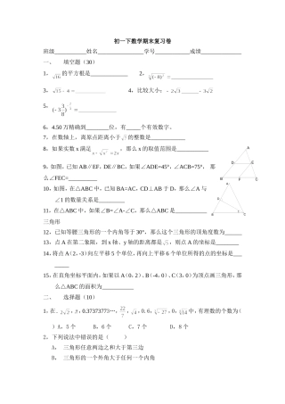 初一下数学期末复习卷