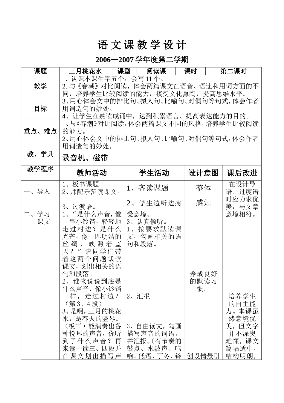 《三月桃花水》教学设计_第1页