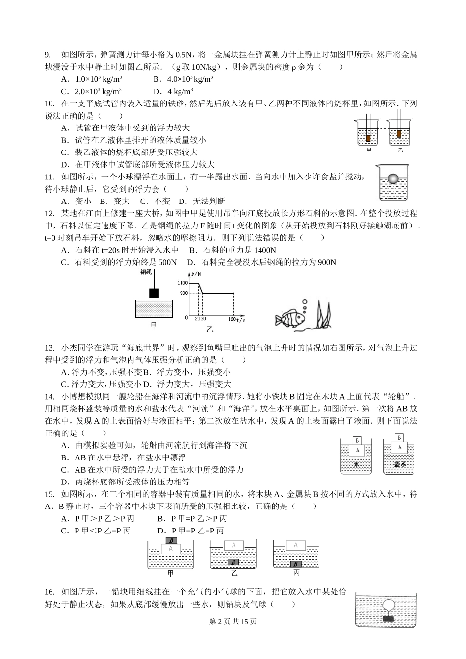 浮力提高练习(答案）_第2页
