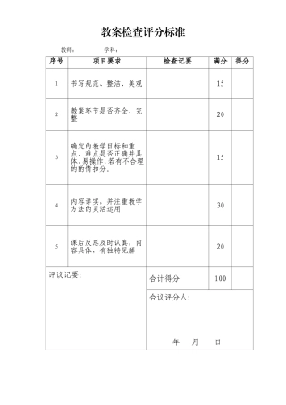 教案检查评分标准