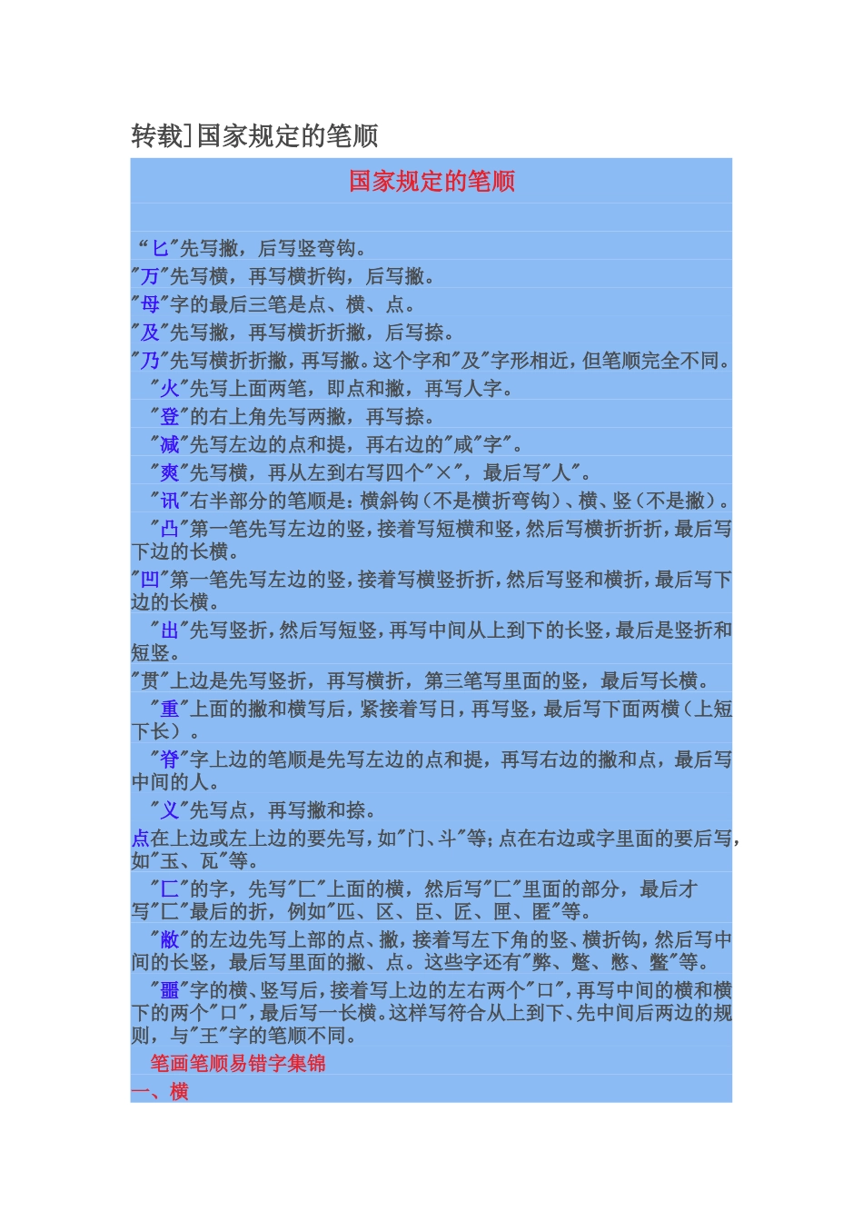 转载国家规定的汉字笔顺_第1页