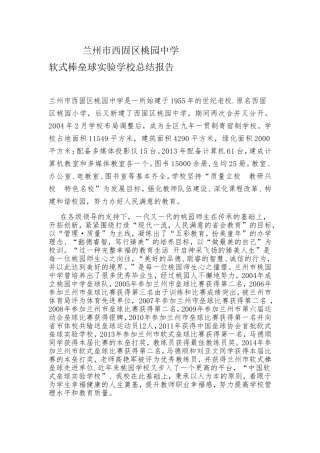 石家庄市范西路小学软式垒球基地总结报告