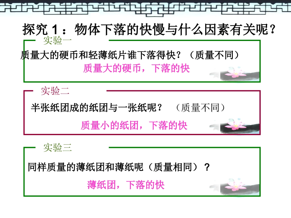 精心制作之高一物理必修一25自由落体运动WHL_第3页