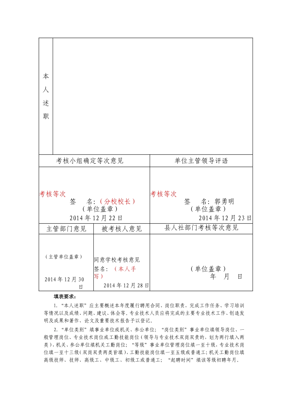 事业单位工作人员年度考核登记表_第2页