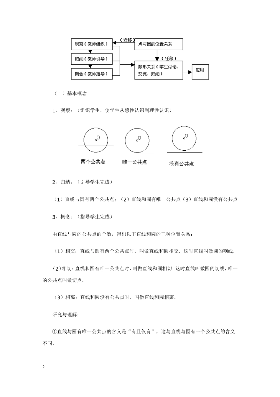 直线与圆的位置关系教学设计 (2)_第2页