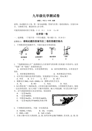 九年级化学（联考）测试卷(1)
