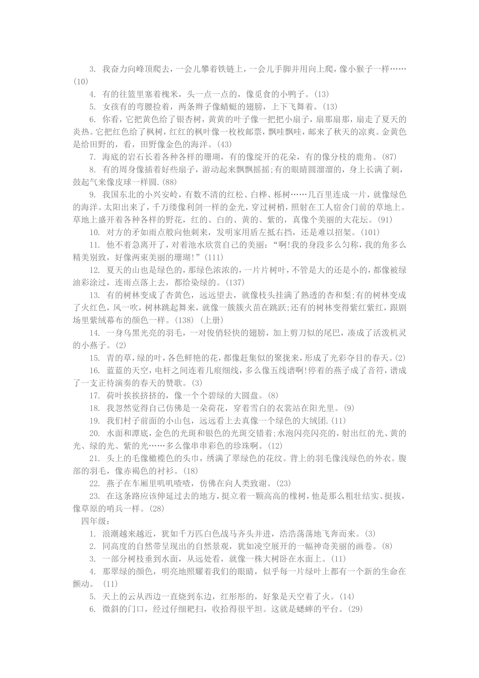 小学比喻句大全_第2页