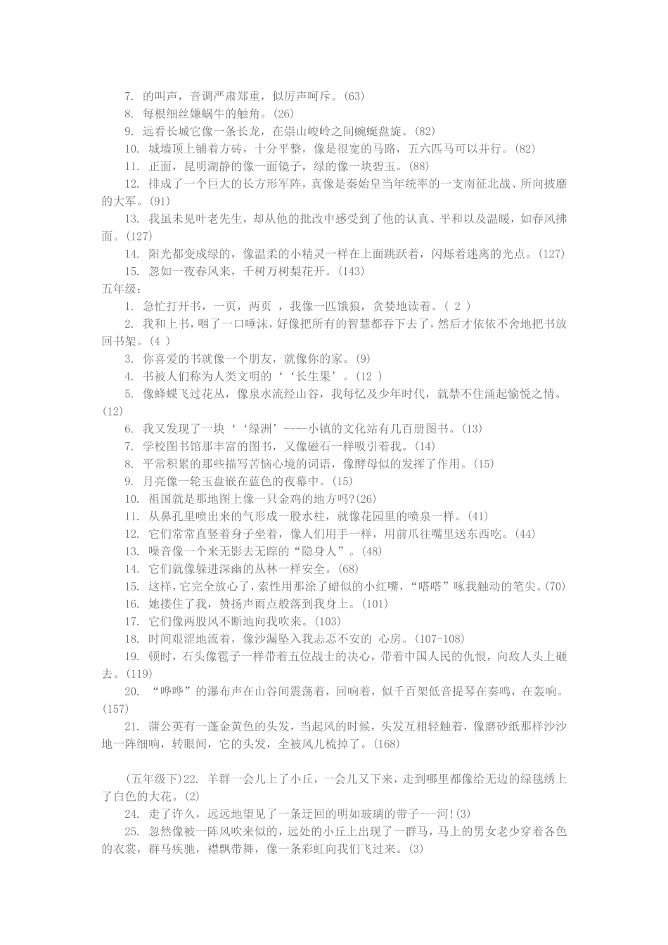 小学比喻句大全_第3页