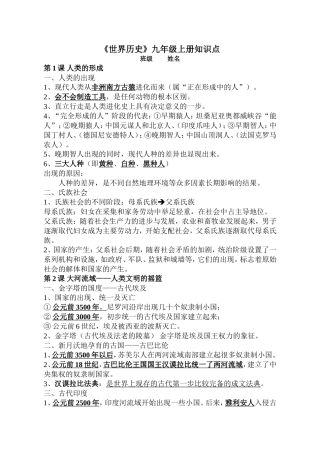 世界历史（上）复习资料