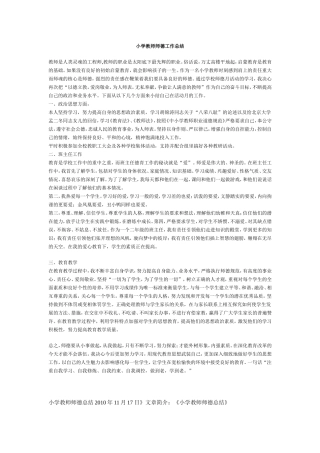 个小学教师师德工作总结