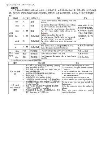 定语从句表格详解（兰州十一中张文乾）