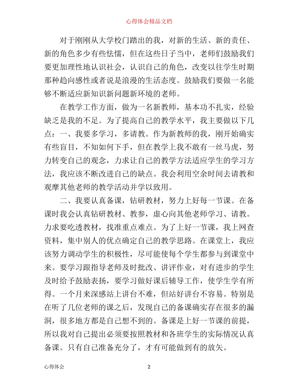 新教师工作心得体会_第2页