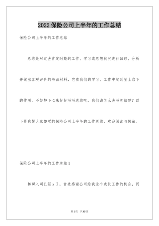 2024保险公司上半年的工作总结_1