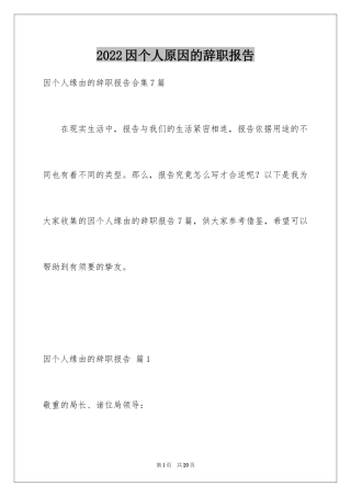 2024因个人原因的辞职报告_2