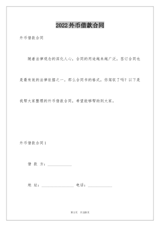 2024外币借款合同