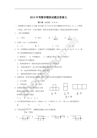 2013中考数学模拟试题及答案七