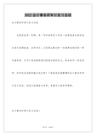 2024会计事务所审计实习总结