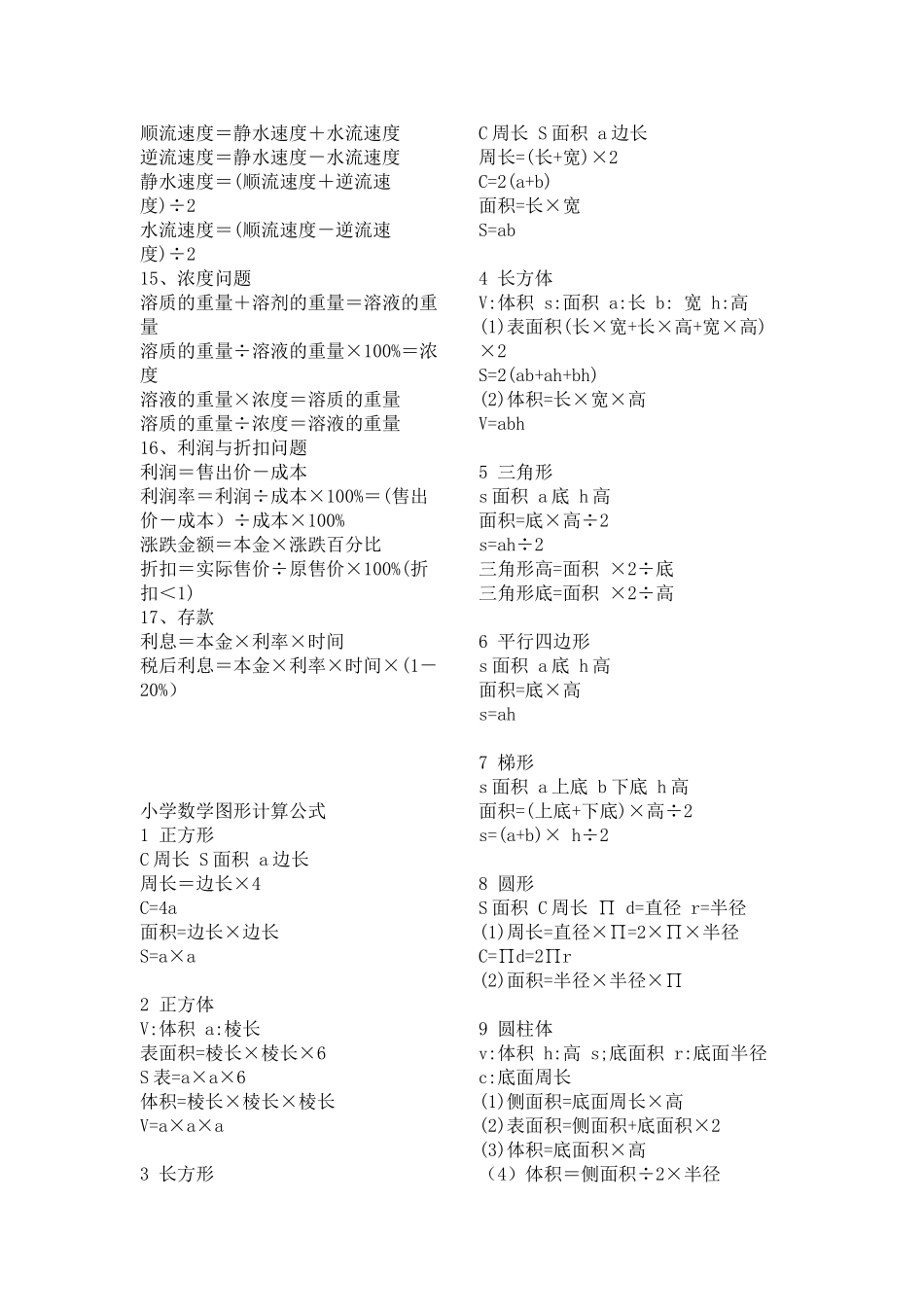 小学数学常用计算公式_第2页