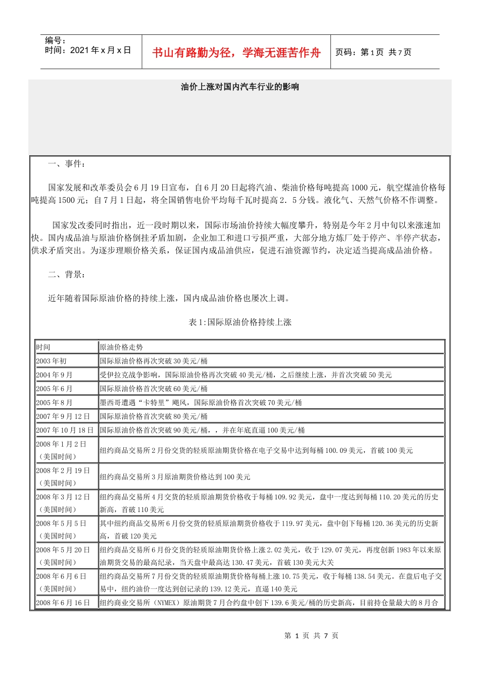 油价对我国轿车销售的影响_第1页