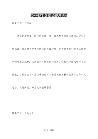 2024商务工作个人总结