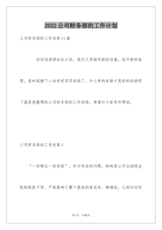 2024公司财务部的工作计划_2