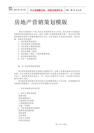 房地产项目投资策划模版