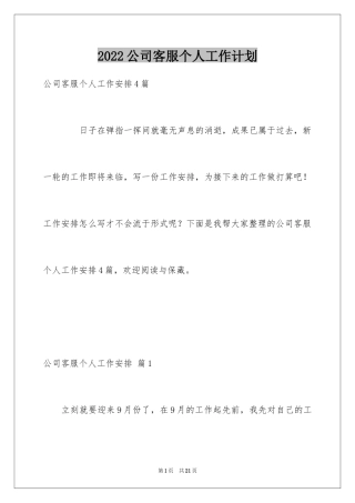 2024公司客服个人工作计划_1