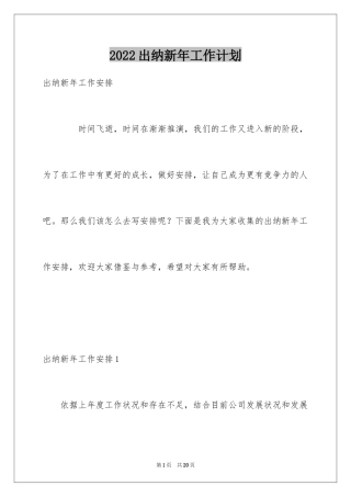 2024出纳新年工作计划