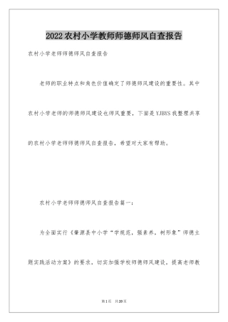 2024农村小学教师师德师风自查报告