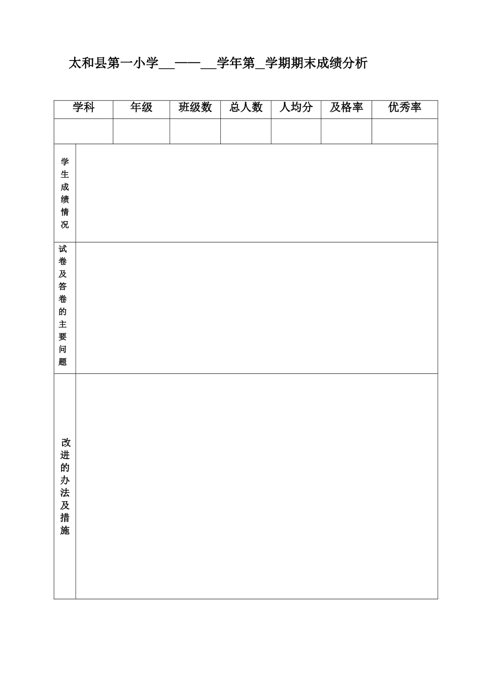 二年级语文成绩分析表_第1页