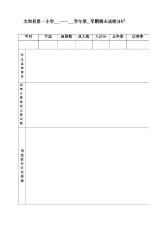 二年级语文成绩分析表