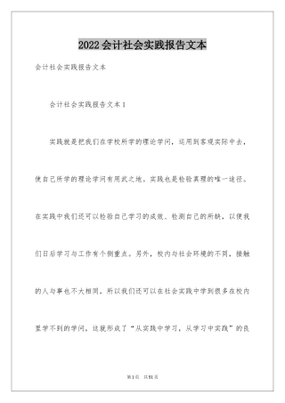 2024会计社会实践报告文本