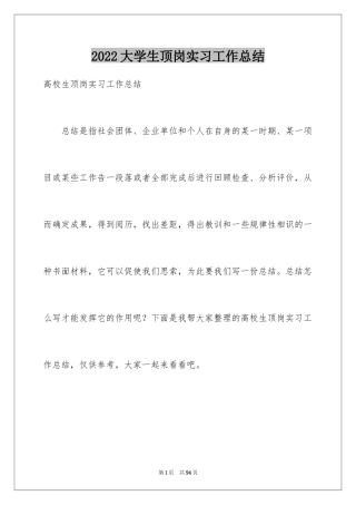 2024大学生顶岗实习工作总结