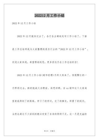 202412月工作小结