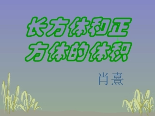体积---肖熹