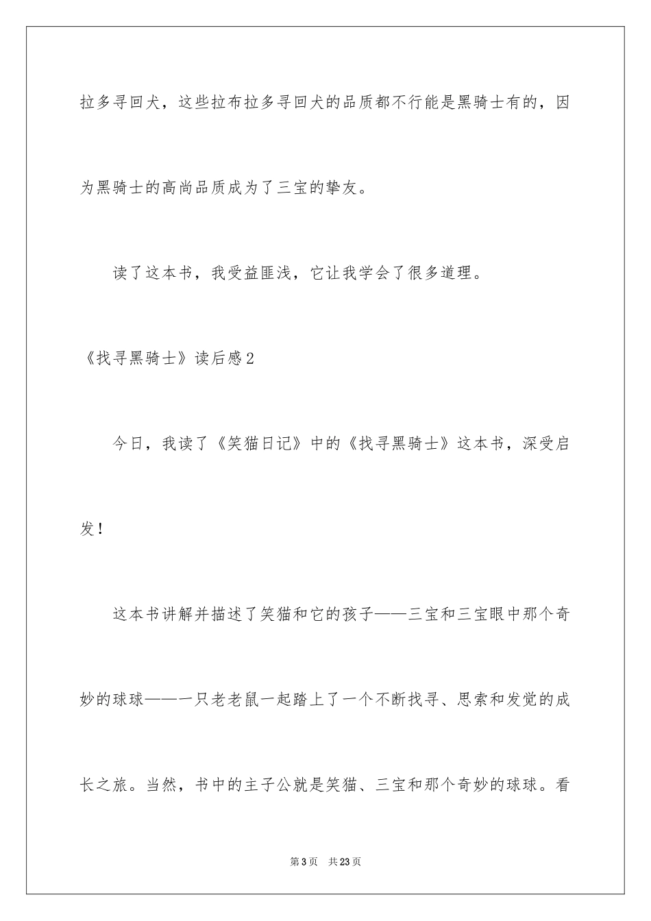 2024《寻找黑骑士》读后感_第3页