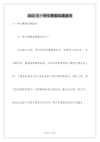 2024大一学生寒假实践报告