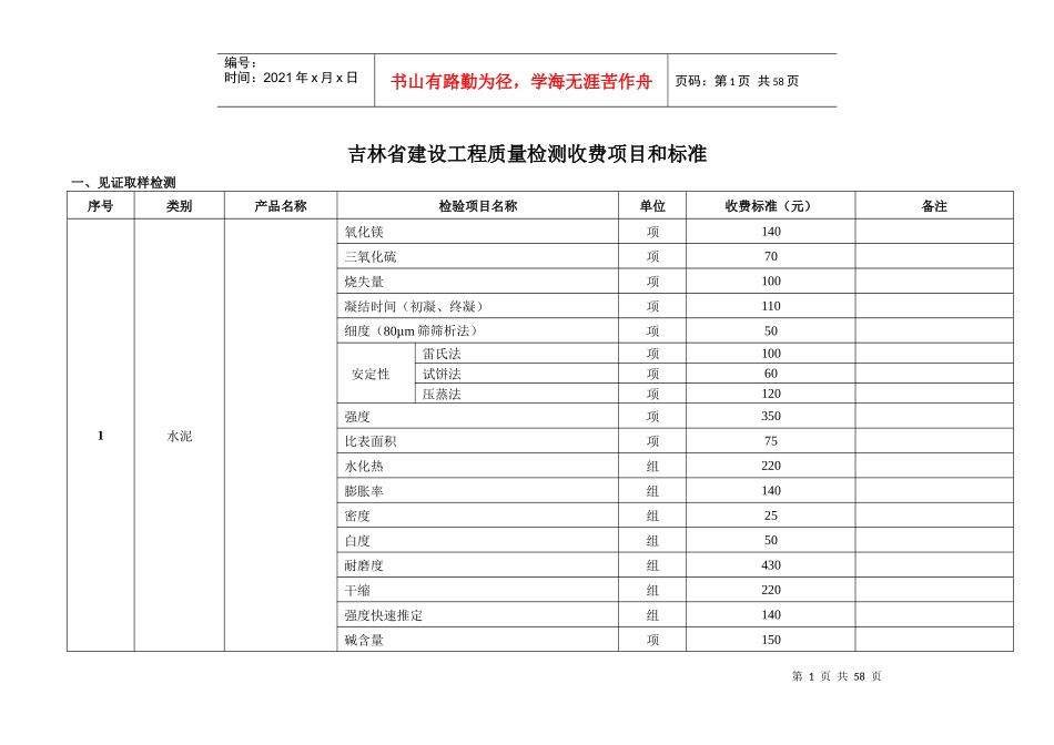 建设工程质量检测收费项目和标准_第1页