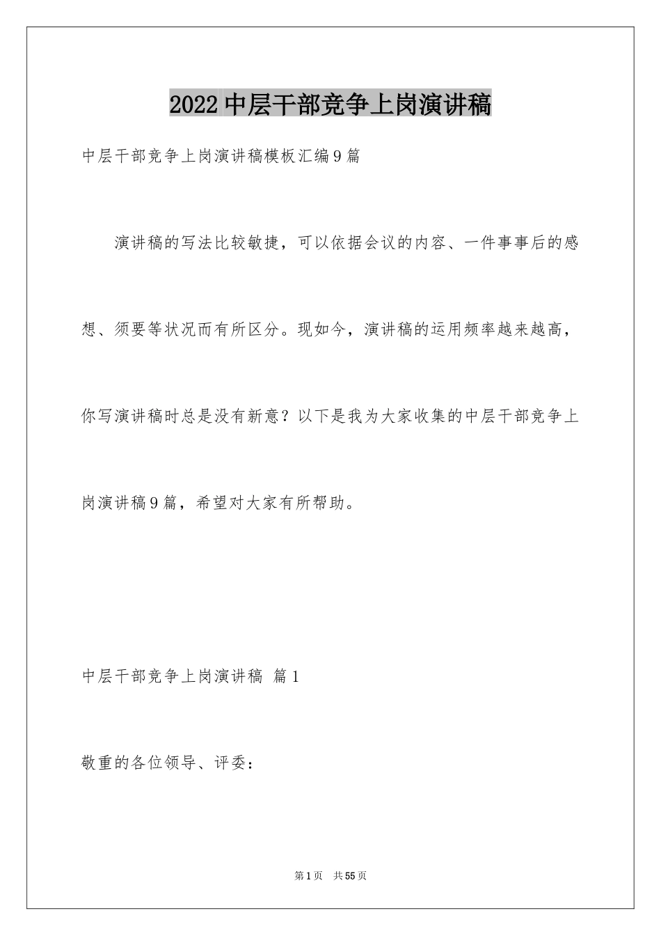 2024中层干部竞争上岗演讲稿_15_第1页